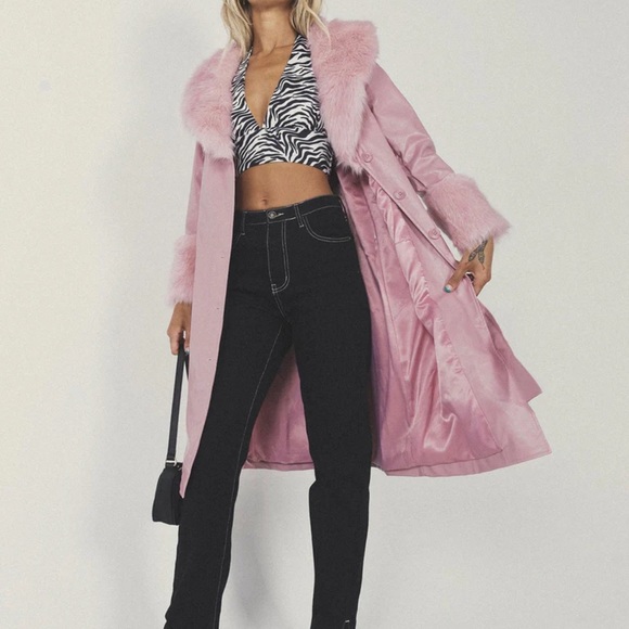 Princess Polly Pink Penny Lane Fur Coat Jacket - Picture 6 of 9